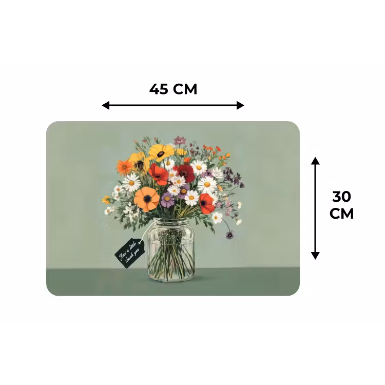 Bloemen - Vaas - Kaartje Placemat vinyl groot -specs