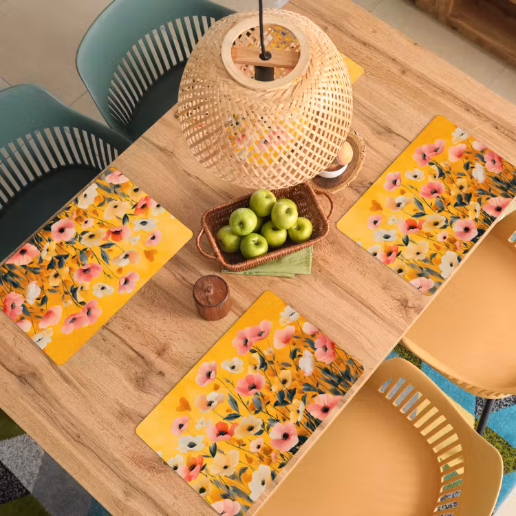 Bloemen - Veld - Geel Placemat vinyl groot -zzsfeer5_Kitchenyeah-website
