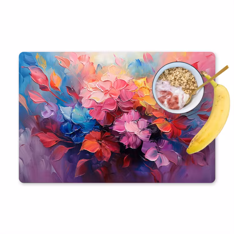 Bloemen - Verf - Abstract - Kleurrijk Placemat vinyl groot -zzzproduct_Kitchenyeah-website