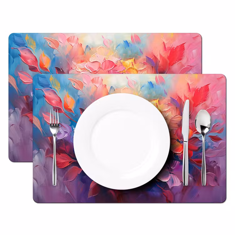Bloemen - Verf - Abstract - Kleurrijk Placemat vinyl groot -zzsfeer2_Kitchenyeah-website