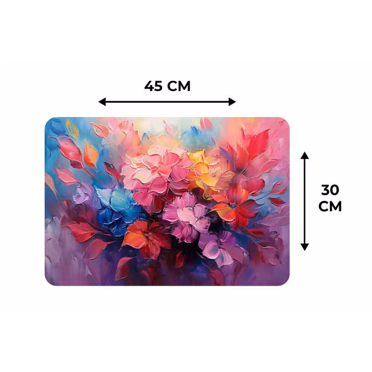 Bloemen - Verf - Abstract - Kleurrijk Placemat vinyl groot -specs