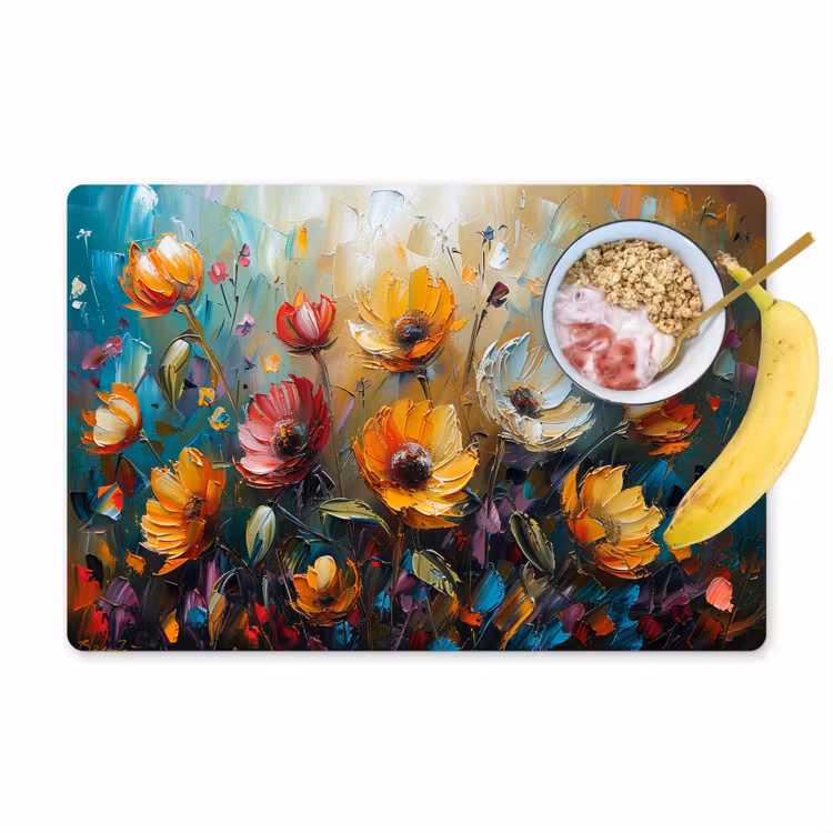 Bloemen - Verf - Kunst - Modern Placemat vinyl groot -zzzproduct_Kitchenyeah-website