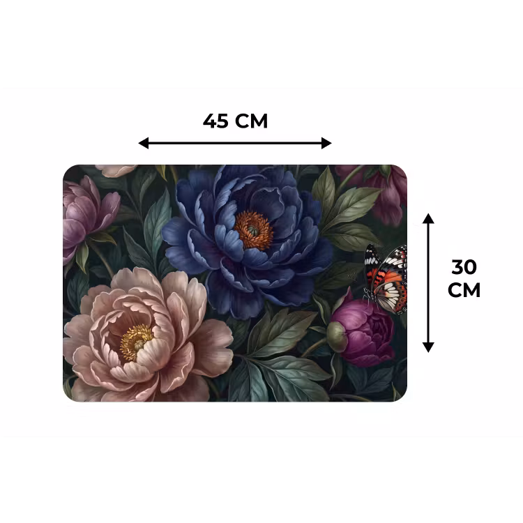 Bloemen - Vlinder - Natuur - Modern - Paars Placemat vinyl groot -specs