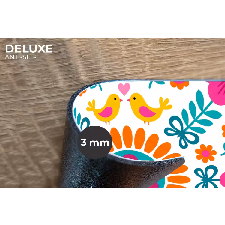 Bloemen - Vogel - Patroon - Kleurrijk - Modern Placemat vinyl groot -closeup
