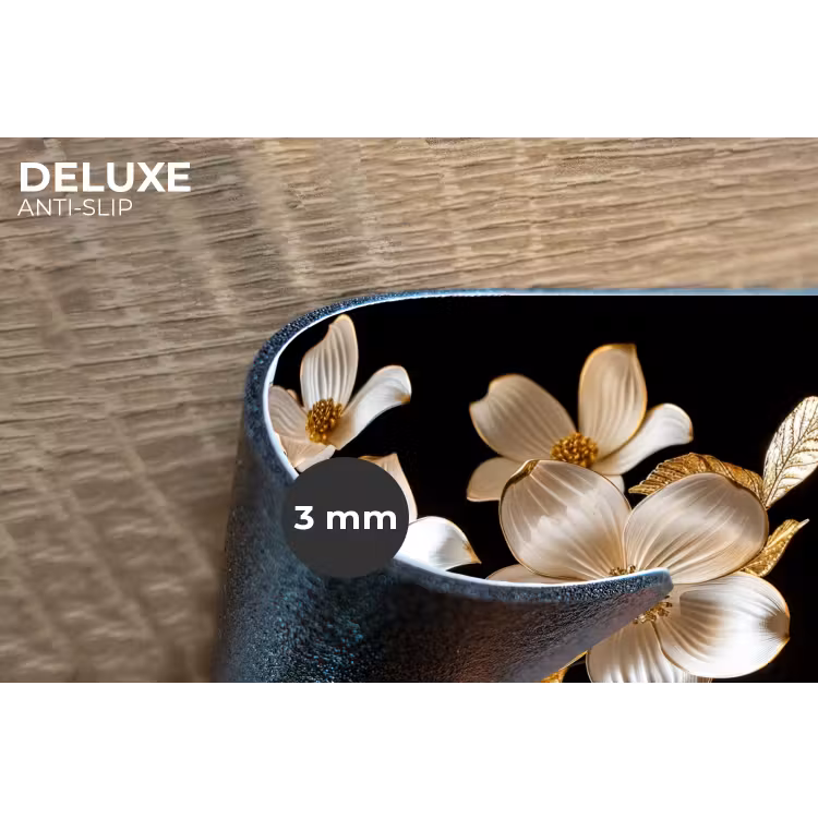Bloemen - Wit - Goud Placemat vinyl groot -closeup