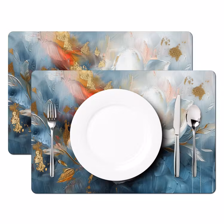 Bloemen - Wit - Goud - Kunst - Abstract Placemat vinyl groot -zzsfeer2_Kitchenyeah-website