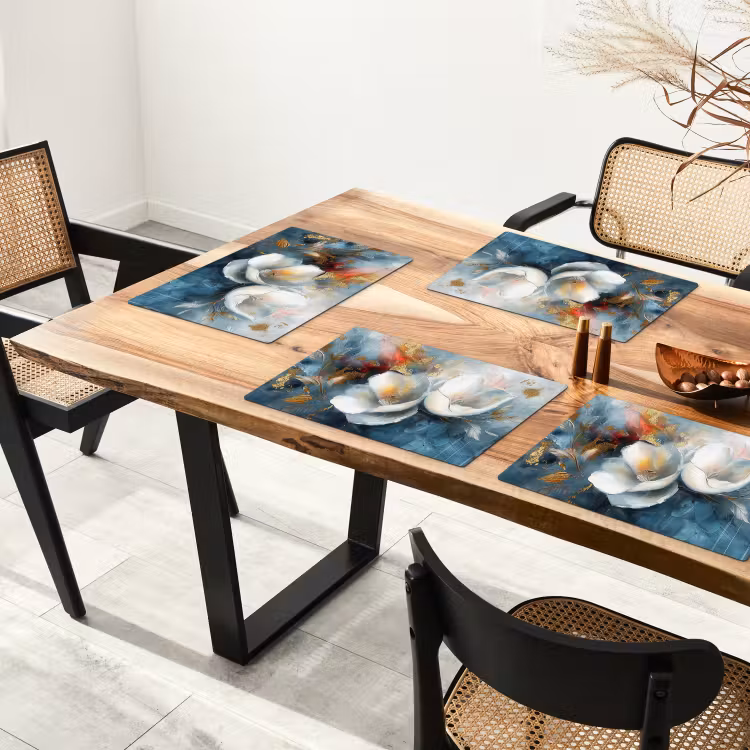 Bloemen - Wit - Goud - Kunst - Abstract Placemat vinyl groot -zzsfeer4_Kitchenyeah-website