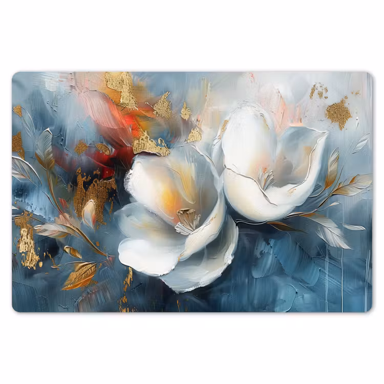 Bloemen - Wit - Goud - Kunst - Abstract Placemat vinyl groot -zzsfeer1_Kitchenyeah-website