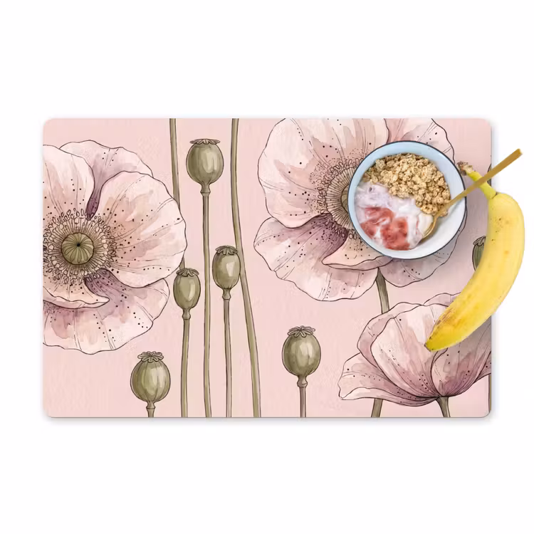 Bloemen - Zomer - Natuur - Aquarel - Roze Placemat vinyl groot -zzzproduct_Kitchenyeah-website