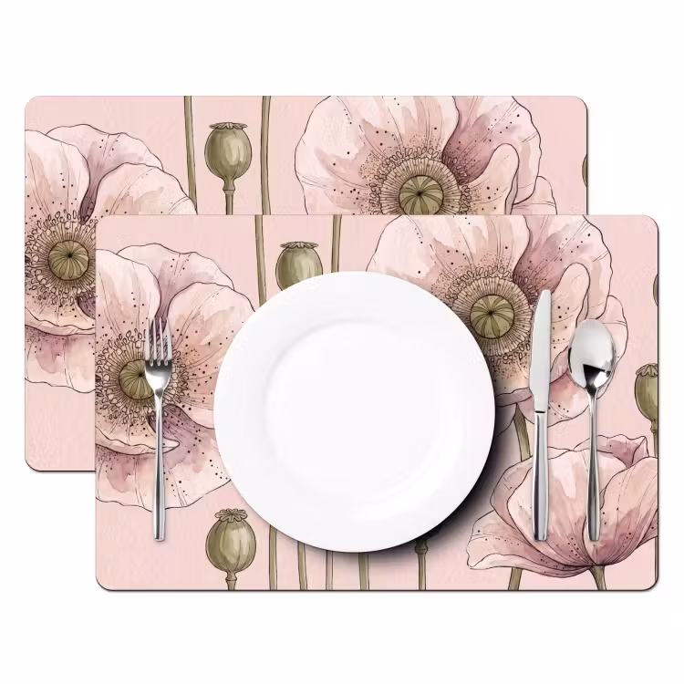 Bloemen - Zomer - Natuur - Aquarel - Roze Placemat vinyl groot -zzsfeer2_Kitchenyeah-website
