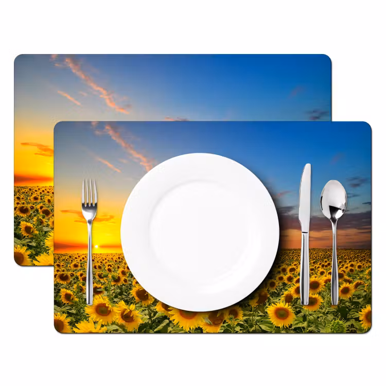 Bloemen - Zonnebloem - Zonsondergang - Nacht - Oranje Placemat vinyl groot -zzsfeer2_Kitchenyeah-website