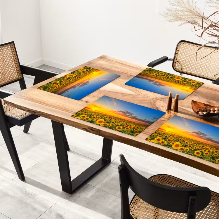 Bloemen - Zonnebloem - Zonsondergang - Nacht - Oranje Placemat vinyl groot -zzsfeer4_Kitchenyeah-website