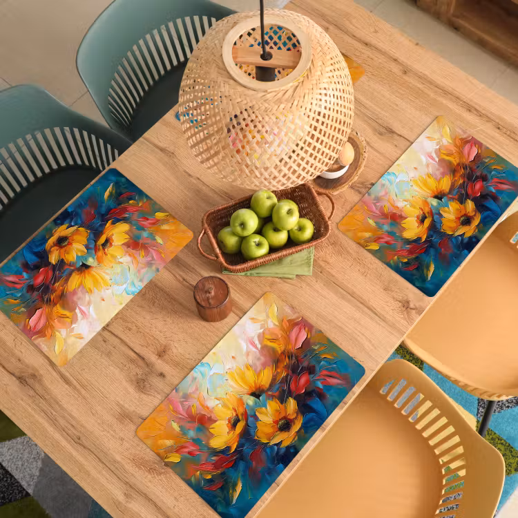 Bloemen - Zonnebloemen - Kunst - Geel Placemat vinyl groot -zzsfeer5_Kitchenyeah-website