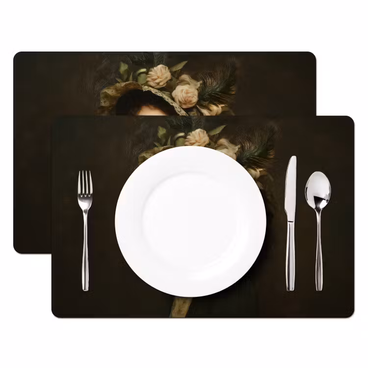 Bloemenhoed - Portret - Vrouw Placemat vinyl groot -zzsfeer2_Kitchenyeah-website