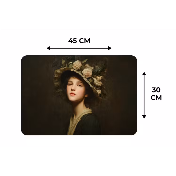 Bloemenhoed - Portret - Vrouw Placemat vinyl groot -specs