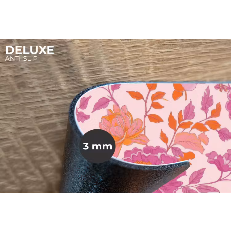 Bloemenpatroon - Roze - Oranje - Bloemen Placemat vinyl groot -closeup