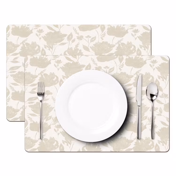 Bloemenpatroon - Silhouet - Wit Placemat vinyl groot 368 -zzsfeer2_Kitchenyeah-website