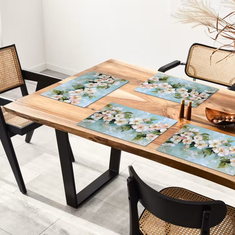 Bloesem - Bladeren - Lichtblauw Placemat vinyl groot -zzsfeer4_Kitchenyeah-website