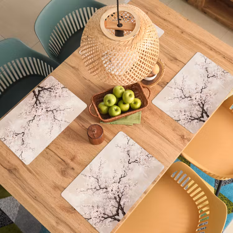 Bloesem - Illustratie - Taupe Placemat vinyl groot -zzsfeer5_Kitchenyeah-website
