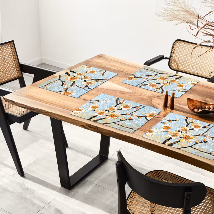 Bloesems - Wit - Mozaïek - Tak Placemat vinyl groot -zzsfeer4_Kitchenyeah-website