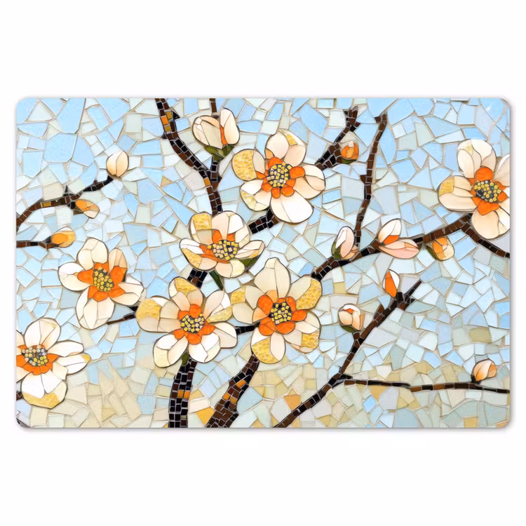 Bloesems - Wit - Mozaïek - Tak Placemat vinyl groot -zzsfeer1_Kitchenyeah-website