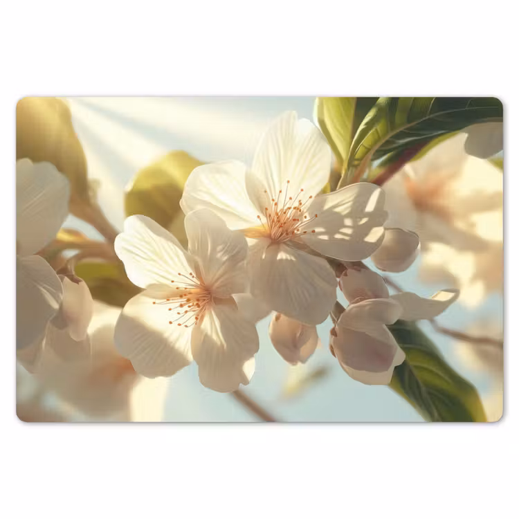 Bloesems - Wit - Zonnestralen - Bloemblaadjes Placemat vinyl groot -zzsfeer1_Kitchenyeah-website
