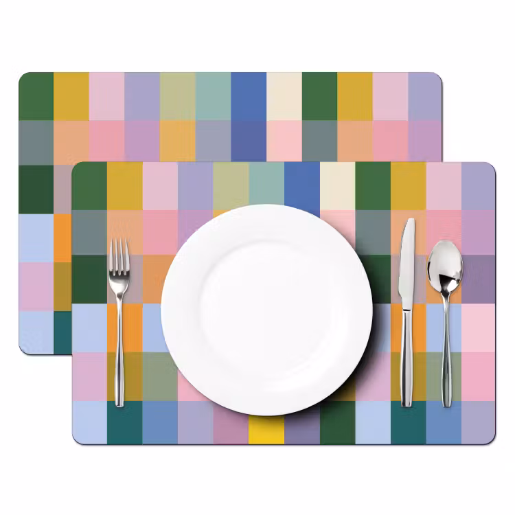 Blokken - Vierkant - Patroon - Gekleurd Placemat vinyl groot -zzsfeer2_Kitchenyeah-website