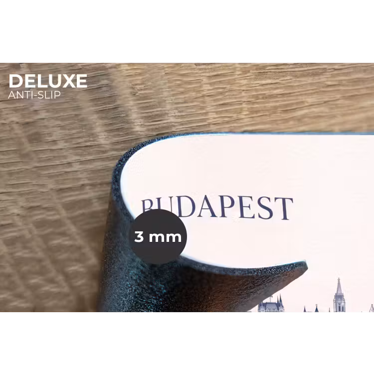 Boedapest - Skyline - Architectuur - Aquarel - Blauw Placemat vinyl groot -closeup