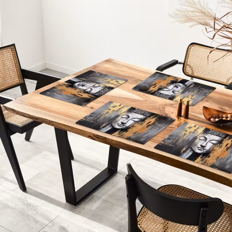 Boedhha - Penseelstreken - Goud - Abstract Placemat vinyl groot -zzsfeer4_Kitchenyeah-website