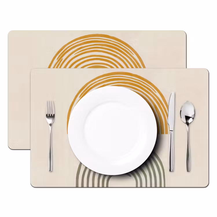 Bogen - Lijnen - Oranje - Minimalistisch Placemat vinyl groot -zzsfeer2_Kitchenyeah-website