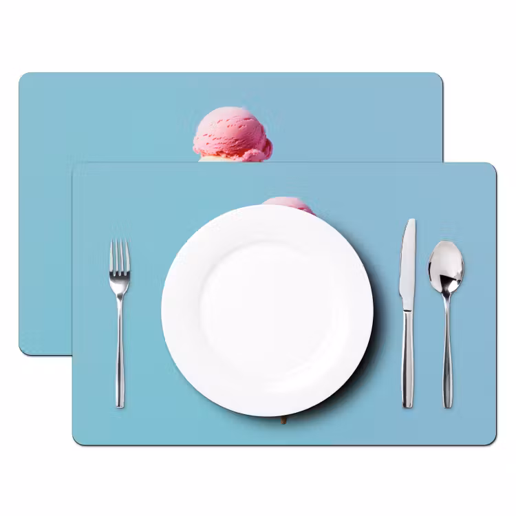 Bolletjes - Schepijs - Hoorntje - Blauw Placemat vinyl groot -zzsfeer2_Kitchenyeah-website