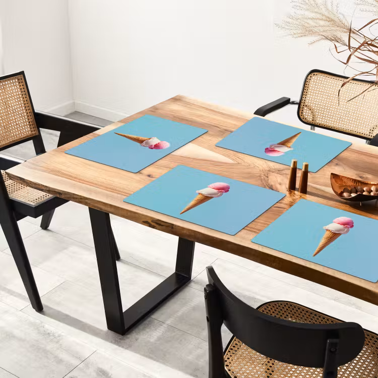 Bolletjes - Schepijs - Hoorntje - Blauw Placemat vinyl groot -zzsfeer4_Kitchenyeah-website