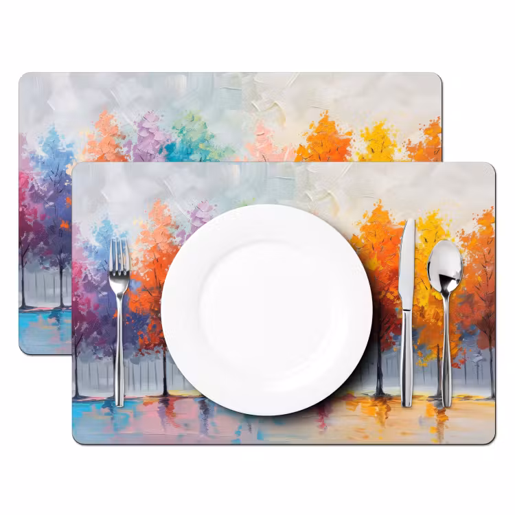 Bomen - Kleurrijk - Natuur - Abstract Placemat vinyl groot -zzsfeer2_Kitchenyeah-website