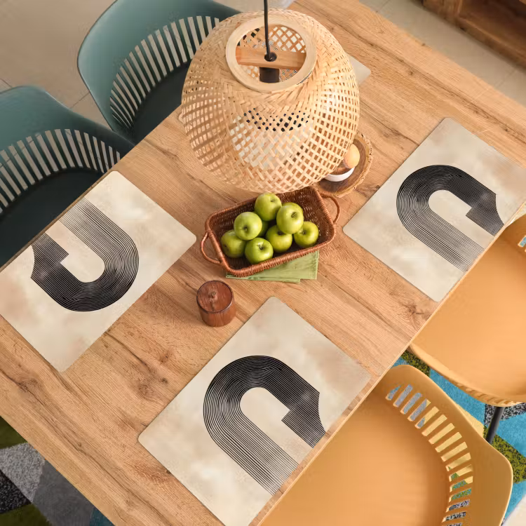 Boog -  Strepen - Minimalistisch - Zwart Placemat vinyl groot -zzsfeer5_Kitchenyeah-website