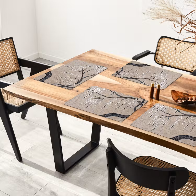 Boom - Bloemen - Mozaïek - Kunst - Wit Placemat vinyl groot -zzsfeer4_Kitchenyeah-website