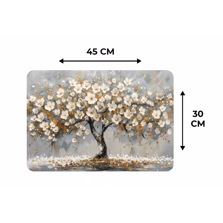 Boom - Goud - Bloemen - Abstract - Kunst Placemat vinyl groot -specs