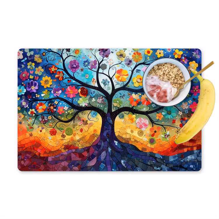Boom - Kleurrijk - Bloemen - Kunst - Abstract Placemat vinyl groot -zzzproduct_Kitchenyeah-website