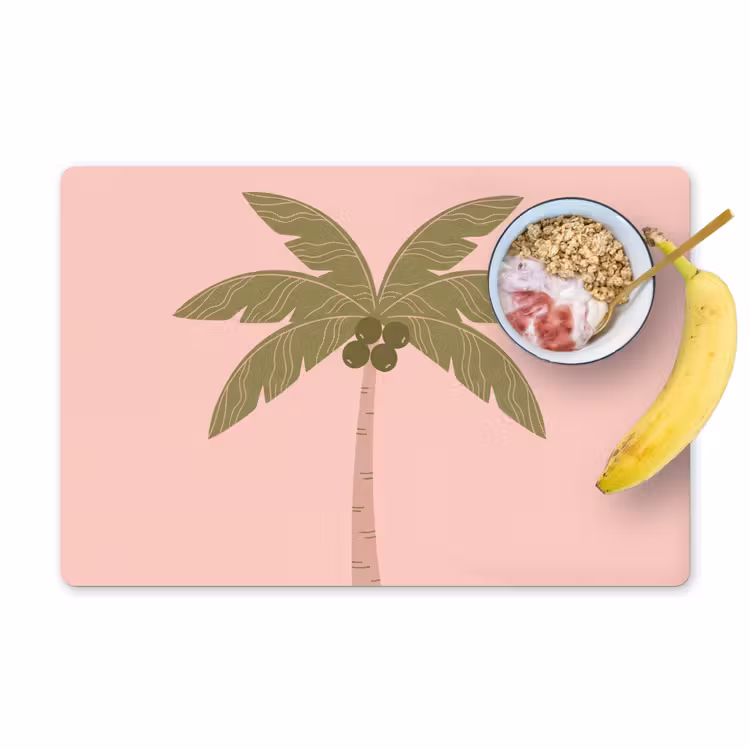 Boom - Palm - Natuur - Illustratie - Roze Placemat vinyl groot -zzzproduct_Kitchenyeah-website