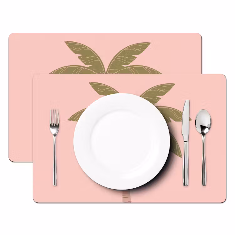 Boom - Palm - Natuur - Illustratie - Roze Placemat vinyl groot -zzsfeer2_Kitchenyeah-website