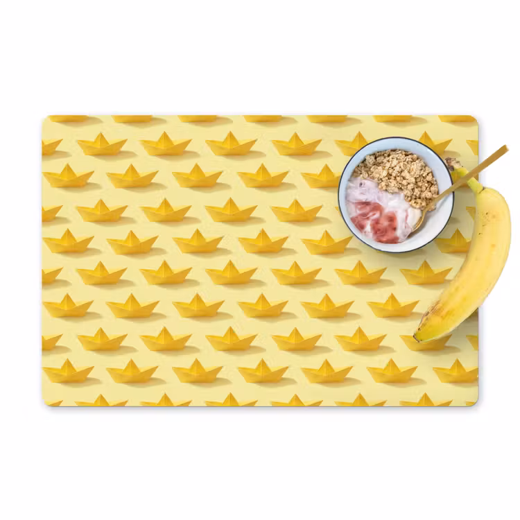 Bootjes - Origami - Creatief - Geel Placemat vinyl groot 368 -zzzproduct_Kitchenyeah-website