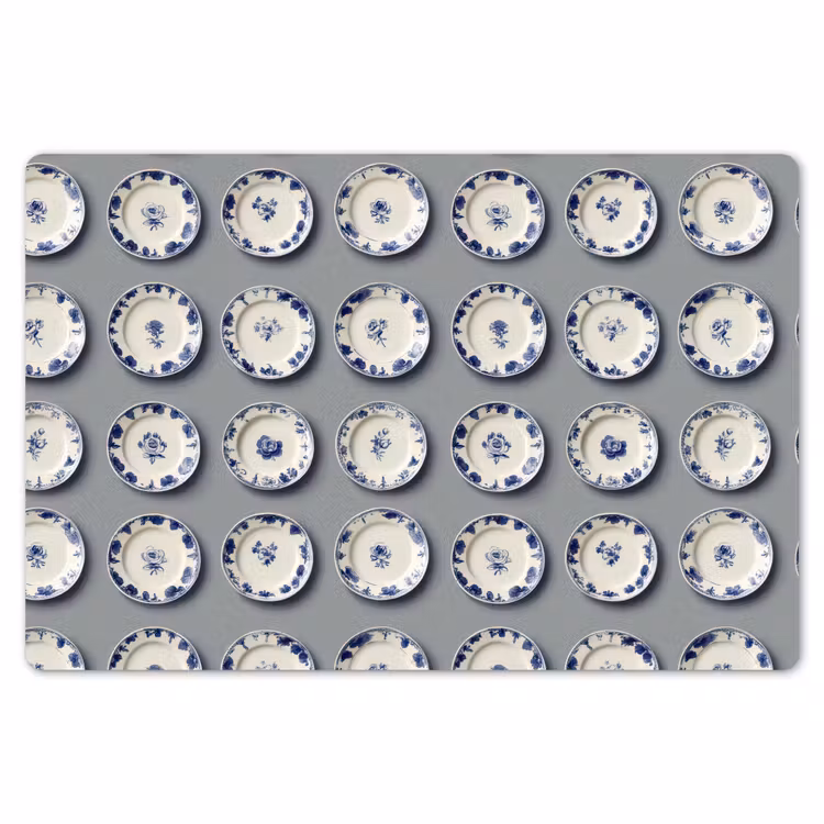 Borden - Bloemen - Blauw - Wit Placemat vinyl groot 368 -zzsfeer1_Kitchenyeah-website