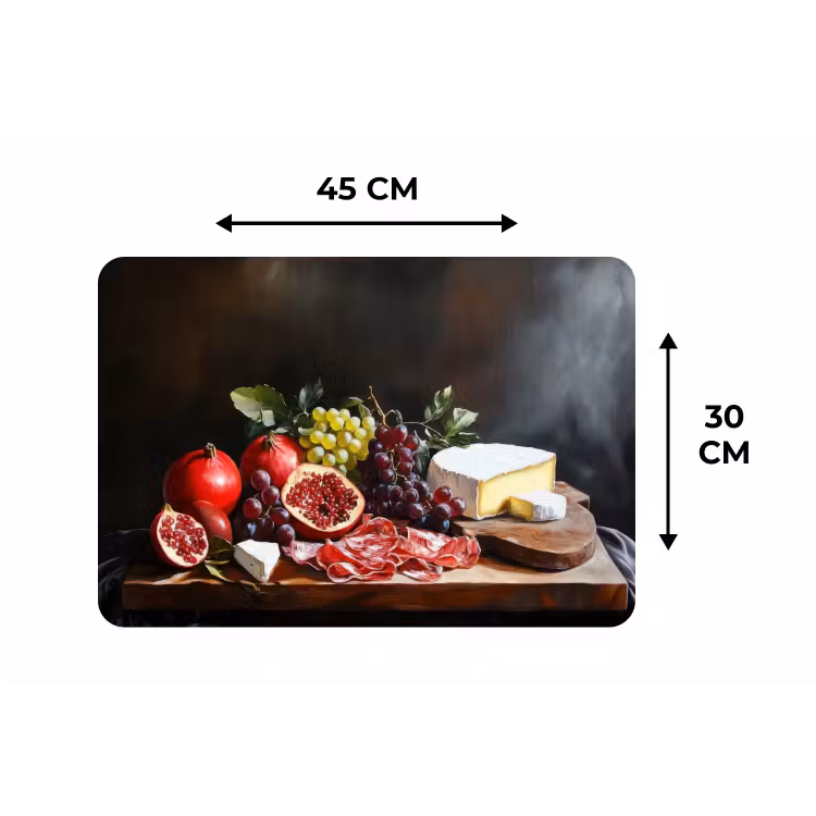 Borrelplank - Stilleven - Vintage Placemat vinyl groot -specs