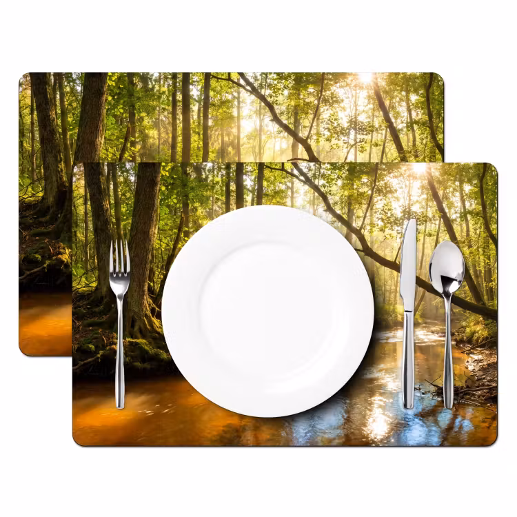 Bos - Beek - Zonlicht - Natuur - Groen Placemat vinyl groot -zzsfeer2_Kitchenyeah-website