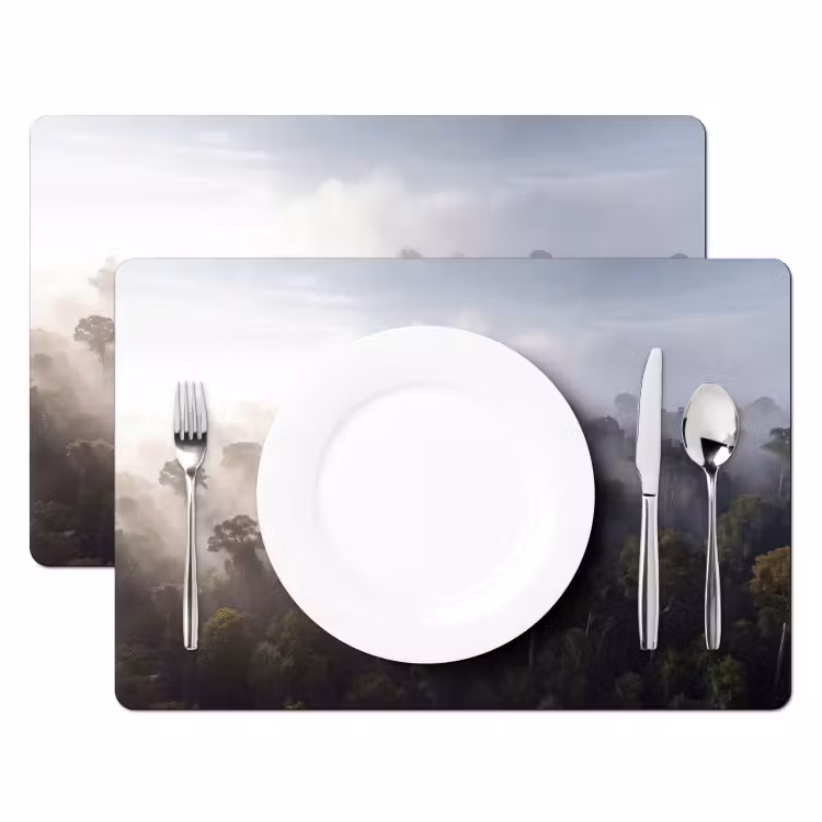 Bos - Mist - Natuur - Groen Placemat vinyl groot -zzsfeer2_Kitchenyeah-website