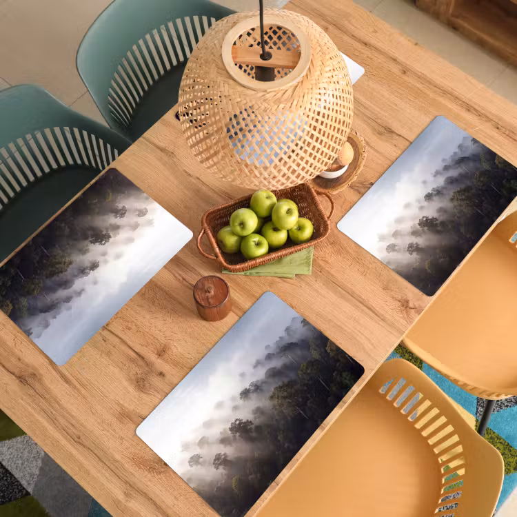 Bos - Mist - Natuur - Groen Placemat vinyl groot -zzsfeer5_Kitchenyeah-website