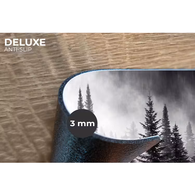 Bos - Mist - Winter - Monochroom - Natuur Placemat vinyl groot -closeup