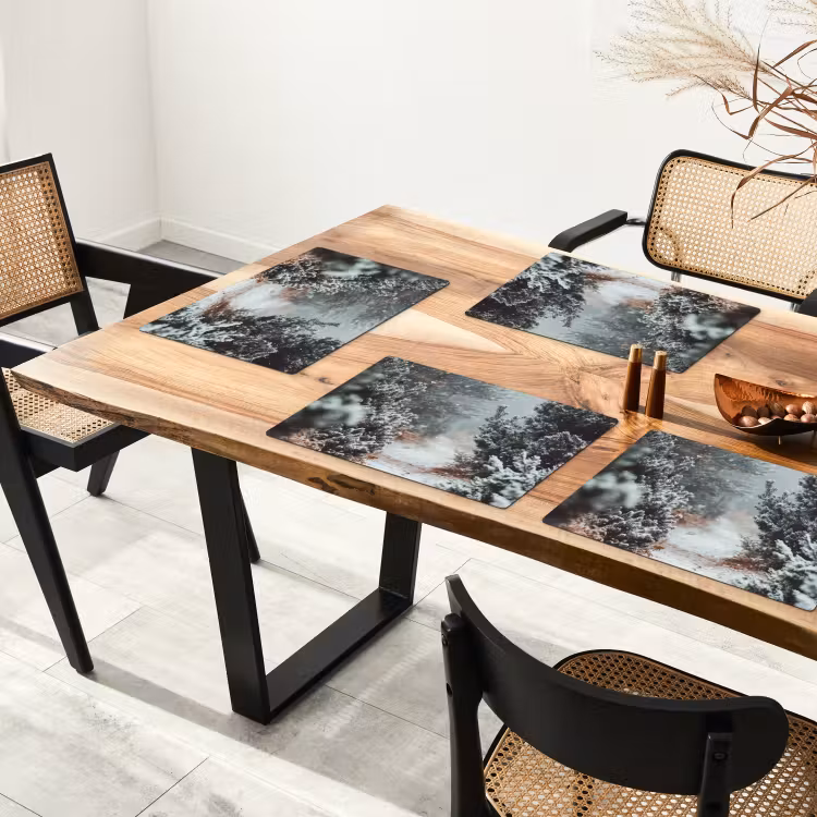 Bos - Winter - Bomen - Natuur - Pad - Sneeuw Placemat vinyl groot -zzsfeer4_Kitchenyeah-website