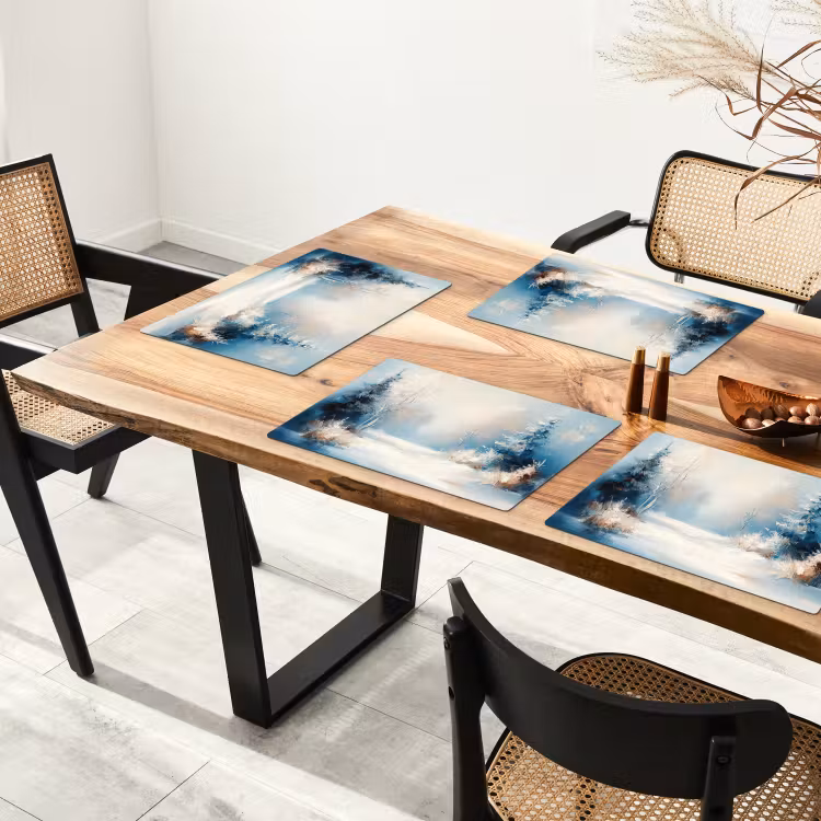 Bos - Winter - Natuur - Abstract - Sneeuw Placemat vinyl groot -zzsfeer4_Kitchenyeah-website