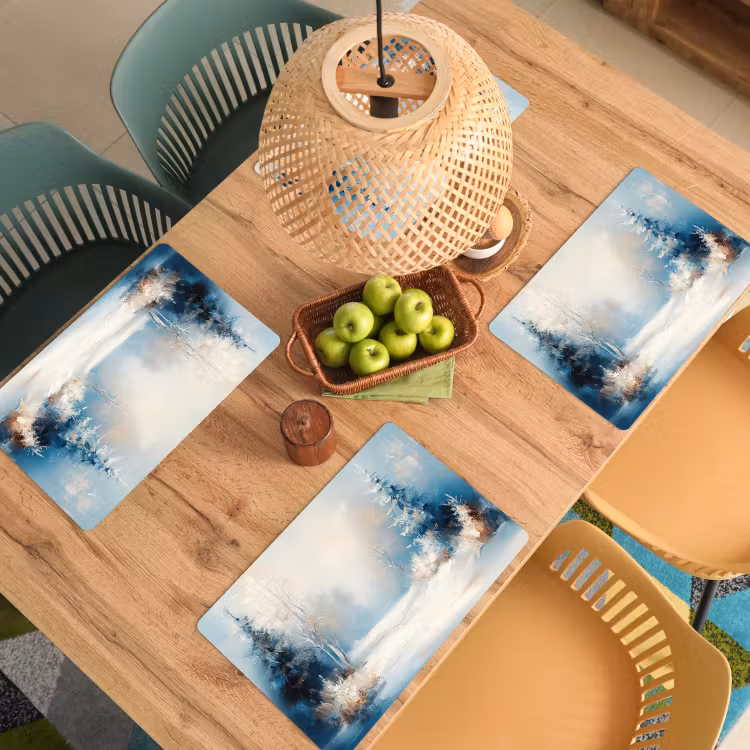Bos - Winter - Natuur - Abstract - Sneeuw Placemat vinyl groot -zzsfeer5_Kitchenyeah-website