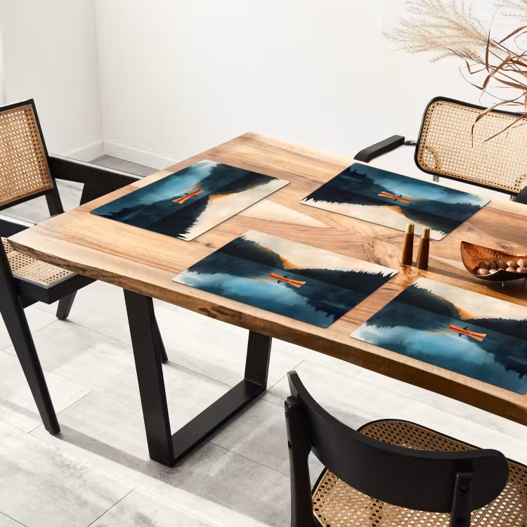 Bossen - Meer - Kano - Oranje Placemat vinyl groot -zzsfeer4_Kitchenyeah-website